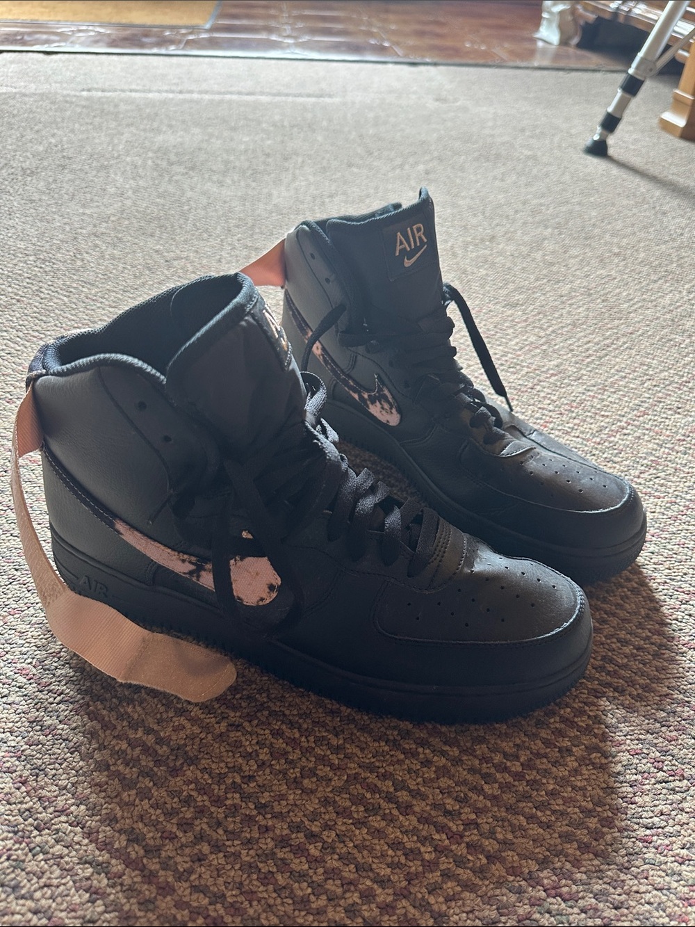Nike Air Black High-Top Sneakers with Pink Swoosh Detail